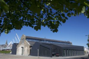 The outside of the Engine Shed on a sunny day
