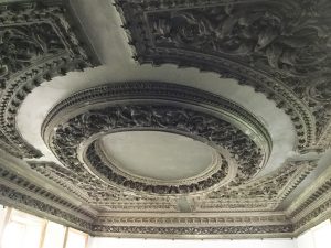 An ornate plaster ceiling (at Bannockburn House, Stirling)