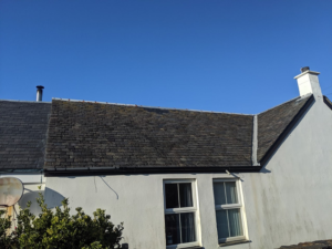 A slate covered roof