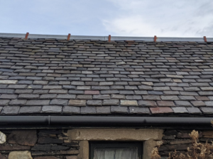 A close up look at a roof made from Scottish slate