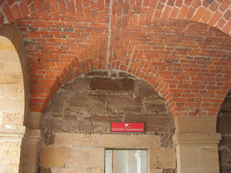 A vaulted ceiling made from bricks