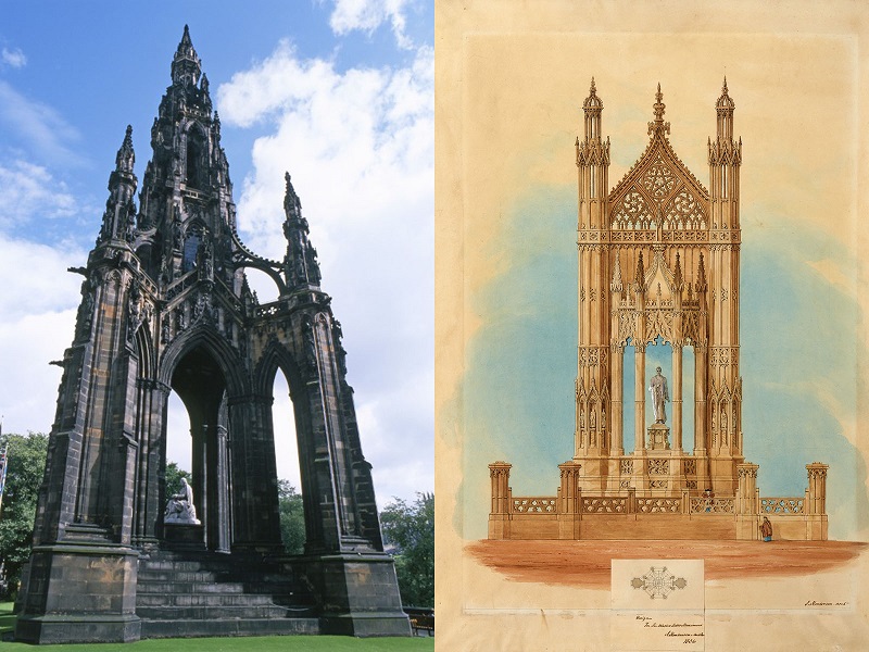 A tall stone gothic monument
