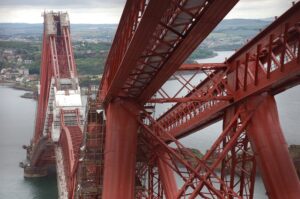 Scaffolding set up for the painting of the Forth Bridge in 2011