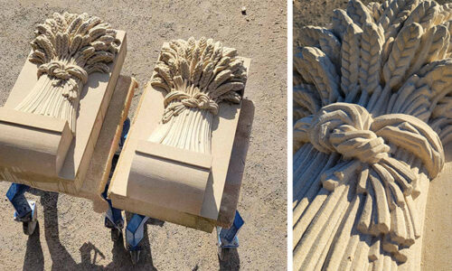 Sheaves of stone – a new carving for an old steading