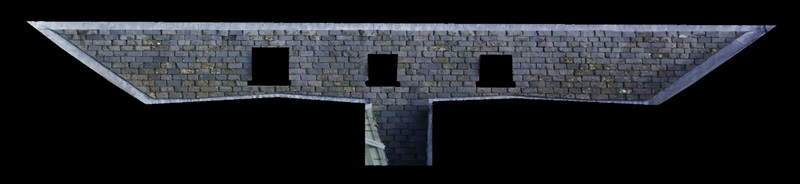 A digital image of parts of a slate roof